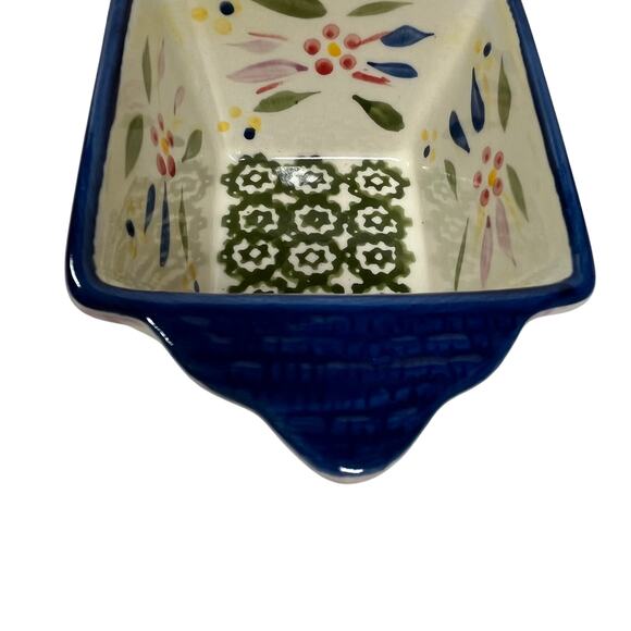 TEMPTATIONS by Tara Old World Ramekins 10oz Square Floral Blue Ovenware Set of 2 - Picture 7 of 12
